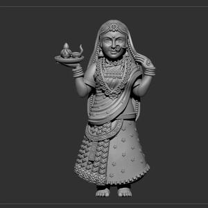 Stand girl with diya  hand