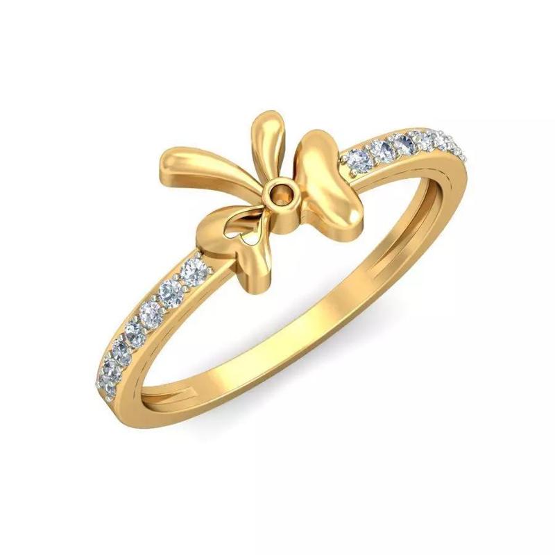 Gold Bow Ring Adorned with Diamonds