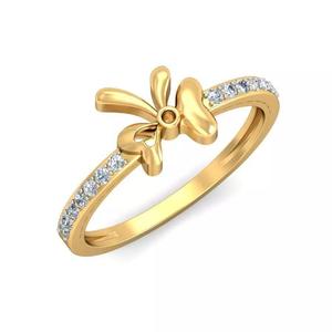 Gold Bow Ring Adorned with Diamonds