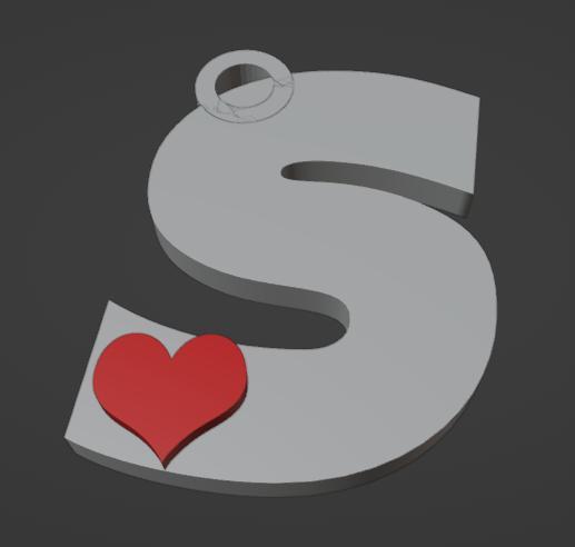 KEYCHAIN LETTER S WITH HEART
