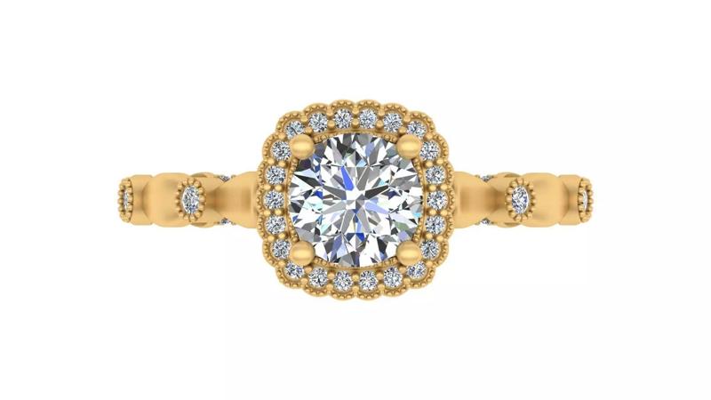 Vintage Halo Cushion-Cut Engagement Ring