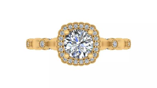 Vintage Halo Cushion-Cut Engagement Ring