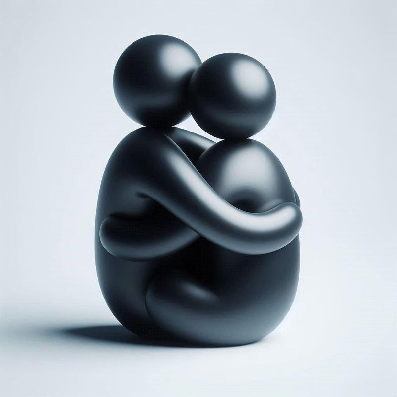 Rounded Shape Couple 3D Print – Romantic Decorative Sculpture Showpiece
