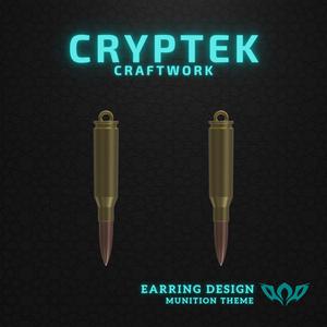 06. 5.45x39mm - Barnaul Factories - Sleek Successor: 5.45x39mm Barnaul Mini Cartridge Earring 3D Print File - Military Ammunition Necklace - Machine Gun Ammo