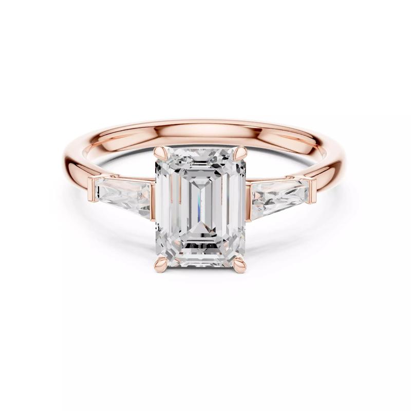 Three Stone Emerald Taper Baguette Cut Wedding Ring File Video