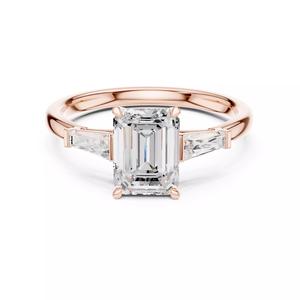 Three Stone Emerald Taper Baguette Cut Wedding Ring File Video