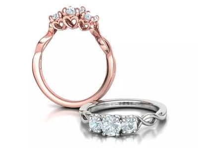 Three Stone Engagement Ring Half Carat Main Stone 3d model