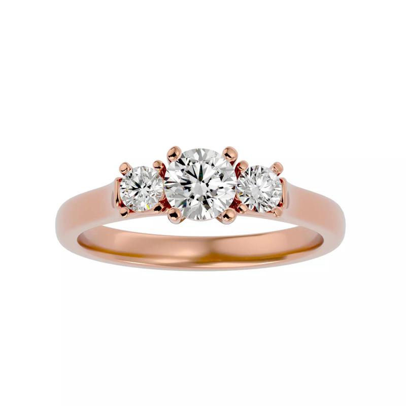 Tri Diamond solitaire wedding engagement ring with 360 view