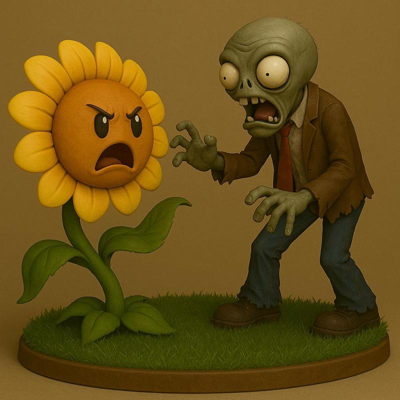 Plants vs Zombies – Sunflower vs Zombie Diorama | 3D Print Model