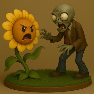 Plants vs Zombies – Sunflower vs Zombie Diorama | 3D Print Model