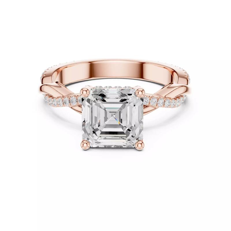 Twisted Shank Asscher Cut Diamond Engagement Ring 3DM STL Video