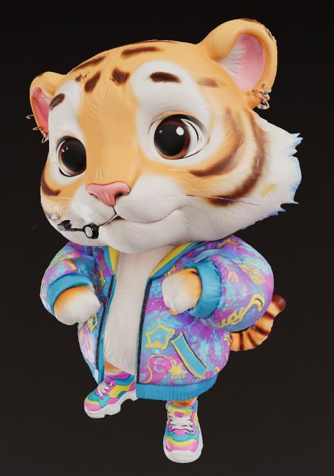 Derpy Tiger – K-pop Style 3D Model