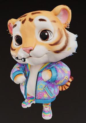 Derpy Tiger – K-pop Style 3D Model