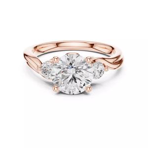 Three Diamond Round Cut Curved Engagement Ring 3DM STL Video