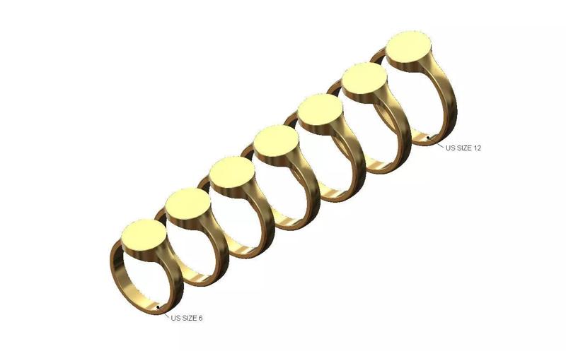 Tilted oval 13x10mm signet ring US sizes 6to12