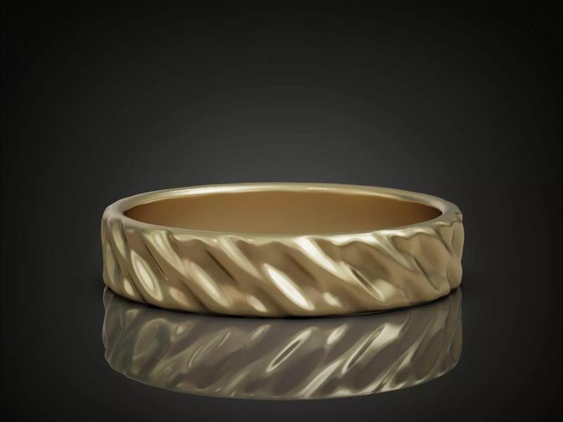 Wedding Band Ring with Diagonal Twisted Pattern for Couples