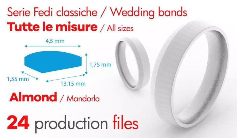Wedding Bands Classic - Mandorla - almond -  3D print model