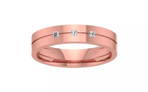 Three Stone Princess Cut Wedding Band 3dm STL OBJ FBX Render