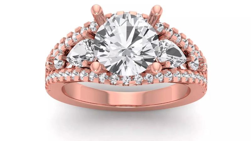Solitaire Wedding Engagement Women Ring Cluster Double Band Ring
