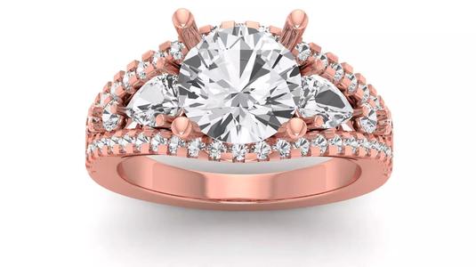 Solitaire Wedding Engagement Women Ring Cluster Double Band Ring