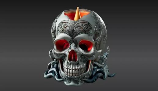 Haunted Skull Candle Holder 3D Print Model Halloween