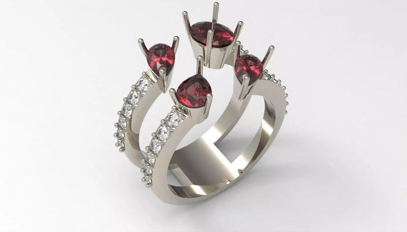 Scarlet Elegance Double Band Ring