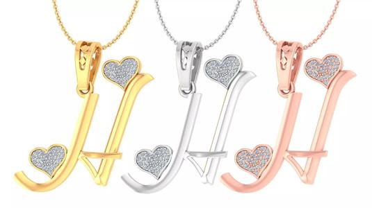 Alphabet - H Diamond Charms Pendant 3dm stl render Detail