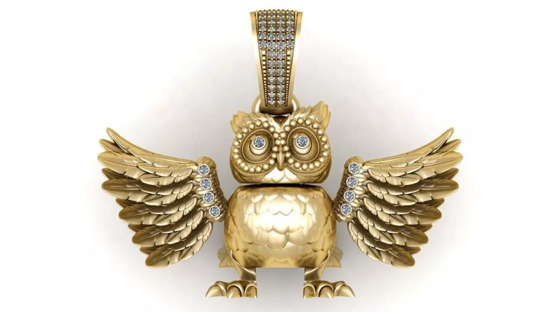 GOLDEN OWL BIRD PENDANT 3D PRINTABLE MODEL