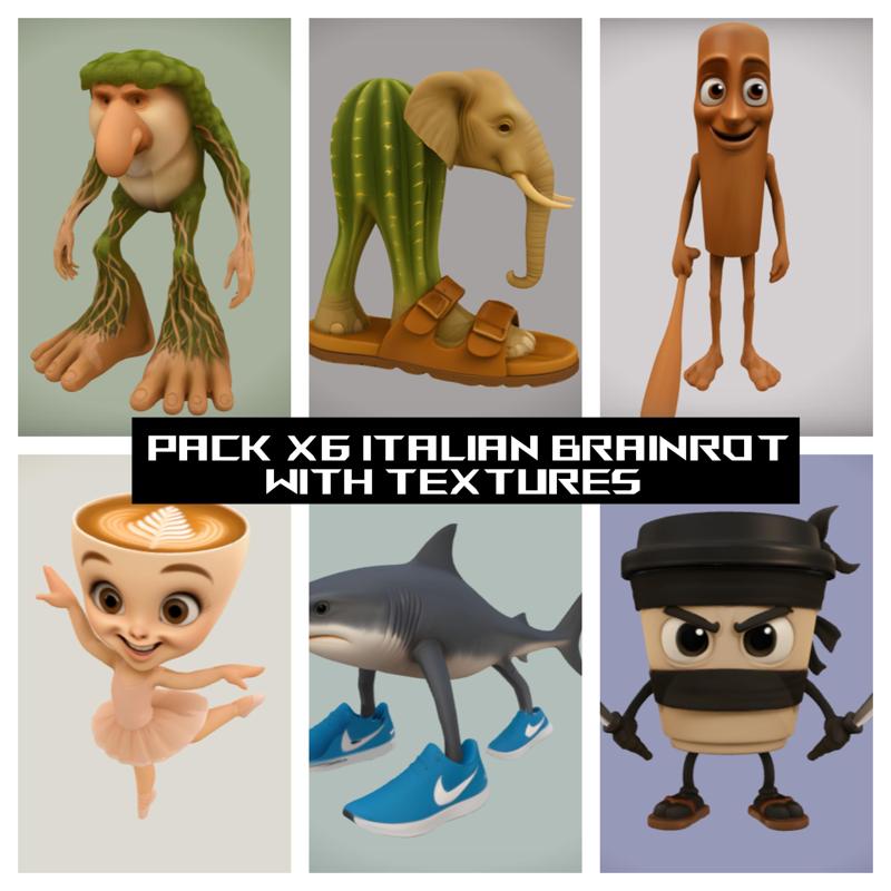 Italian Brainrot Meme Pack - 6 Printable STL + OBJ & Textures