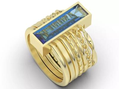 fashion rope ring engagement ring silver gold print