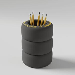 F1 Inspired Tire Stack Pen Holder – Racing Desk Organizer | STL, STEP, FBX 3D Print Files (Digital Download)