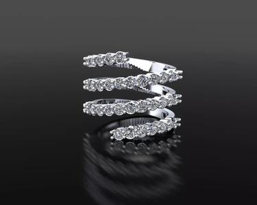 Spiral Diamond Ring  4 Row Wrap Design