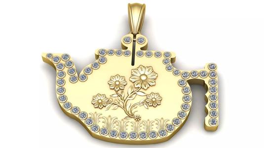 crafted floral gold pendant 3D pritable Model