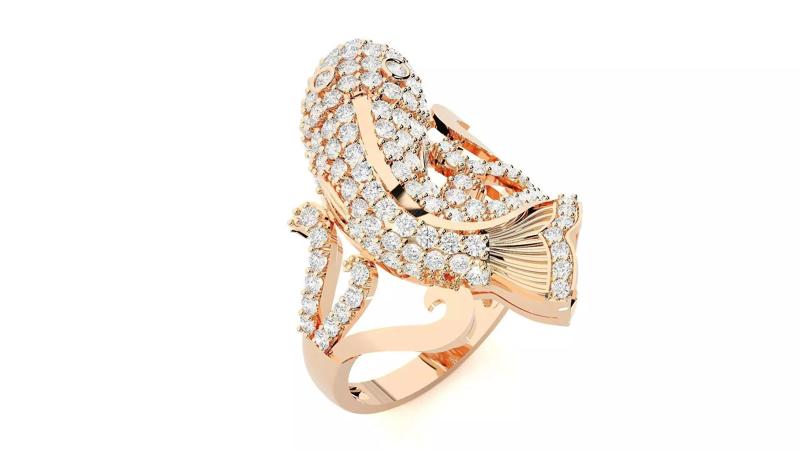 Dolphin Diamond Ring 3dm stl renders details