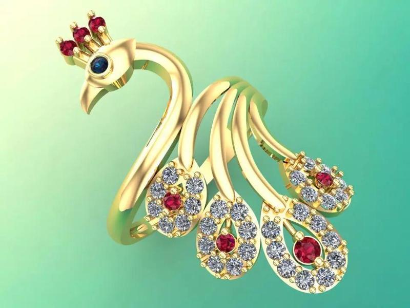 Peacock ring - Bird ring -Womens ring - N1205