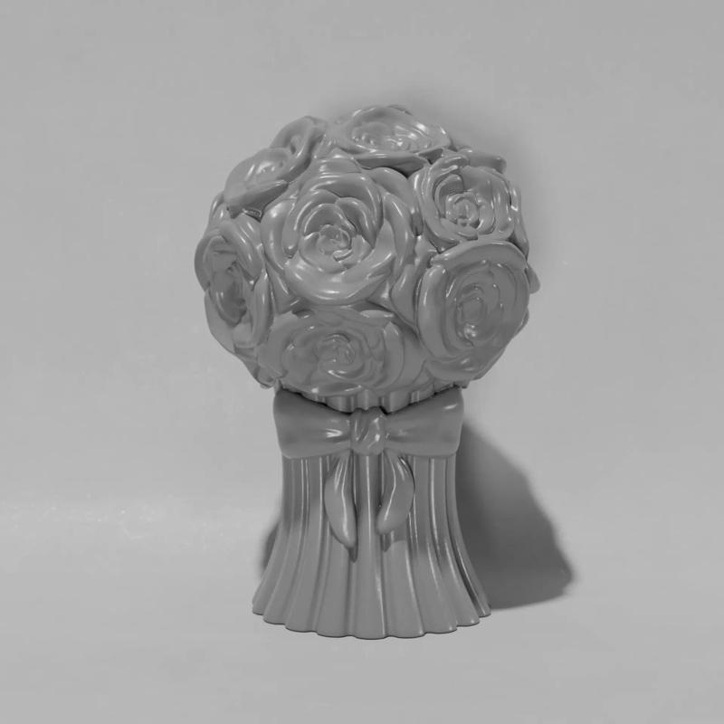 Rose Bouquet with Bow Strip 3D model