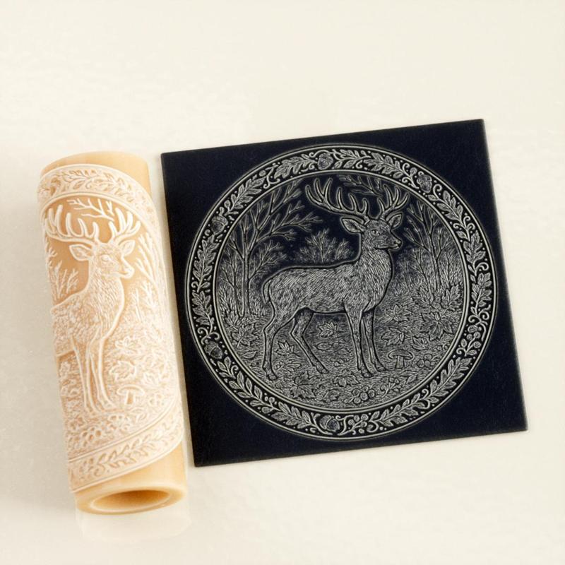 Deer Texture Roller STL File – Autumn Forest Clay Tool for Pottery & Ceramics