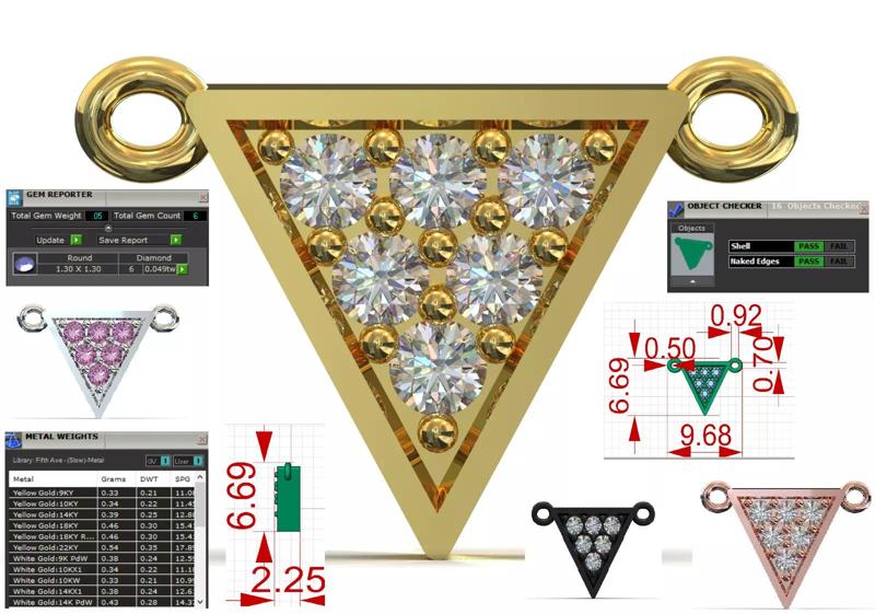 Inverted Triangle with Diamonds jp0353