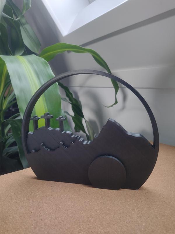 Getshemane scenery for easter with crosses.