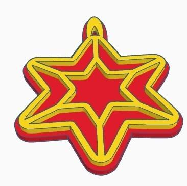 Hanging CHRISTMAS star carving h total 70mm with color change at 3mm