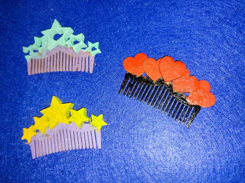 3 Steckkämme (Herz, Stern , Herz in Stern)