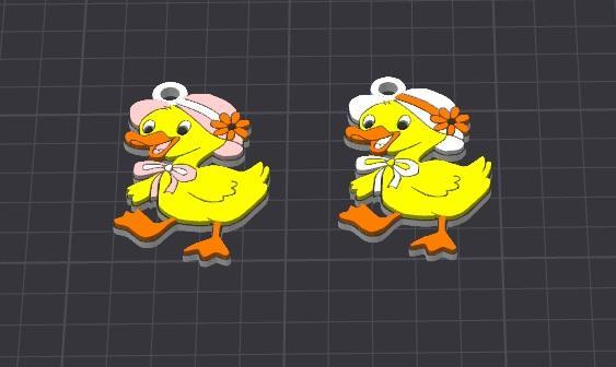 cute animal ,edwina the duck multicolor keychain / necklace charm