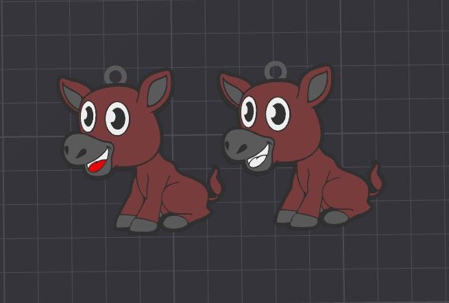 cute animal , dave the donkey multicolor keychain / necklace charm