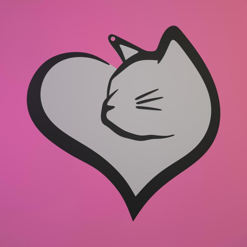 keychain heart cat