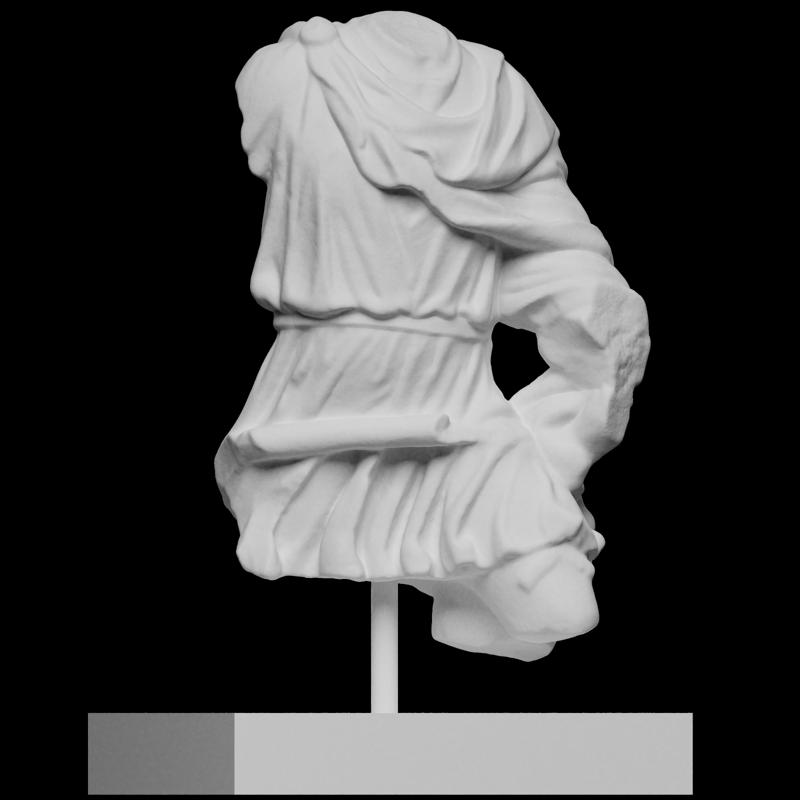 Limestone torso of a hunter