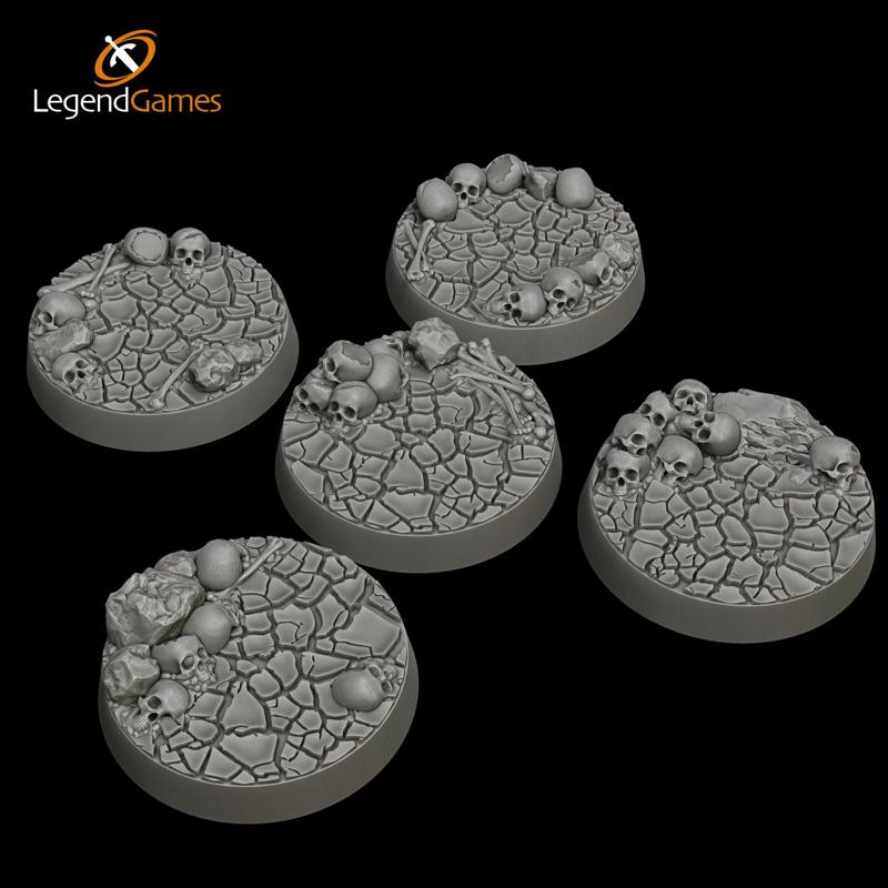 LegendGames 25mm round Skull and Cracked Earth Bases x5