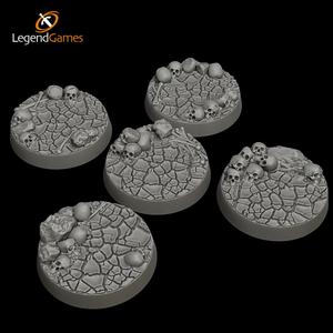 LegendGames 25mm round Skull and Cracked Earth Bases x5