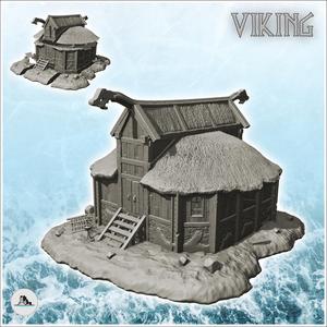 Raised Viking attic with access stairs and thatched roof (1) - Alkemy Lord of the Rings War of the Rose Warcrow Saga