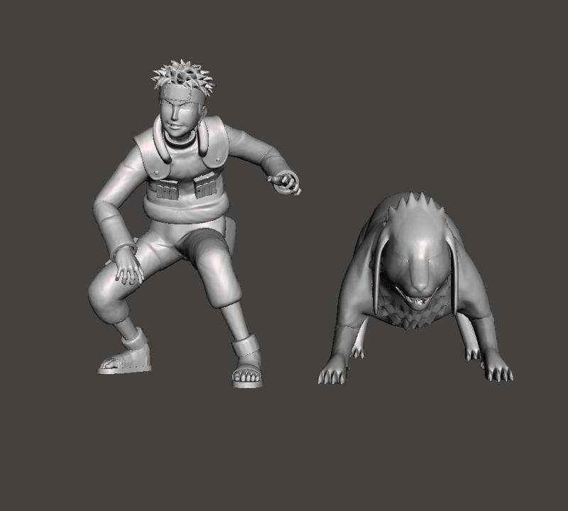 Kiba Inuzuka Jonin and Akamaru 3D Model
