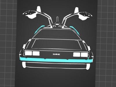 Poster DeLorean 3MF Retro Neon Futuro 3D